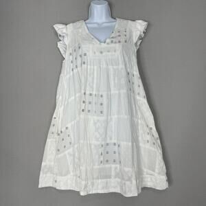 The Odells Monique Dress Womens XS White Patchwork Ruffle Cottagecore Tiered
